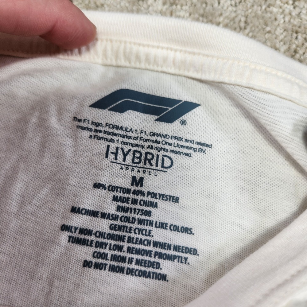 Formula 1 Shirt Men Medium Hybrid Racing Tee White Cotton Blend - Picture 4 of 8